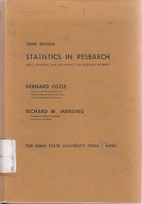 Image of Statistics In Research : Basic concepts and techniques for research workers / Bernard Ostle